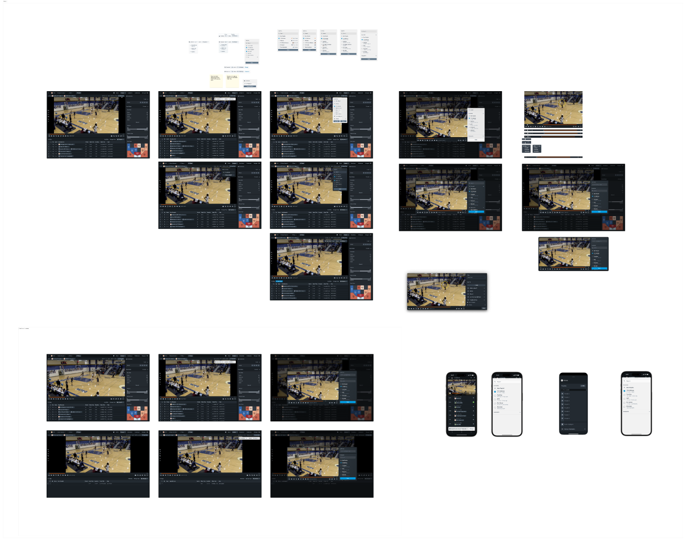 A Figma board showing several higher-visual-fidelity mockups of the curation workflow, on both web and mobile.